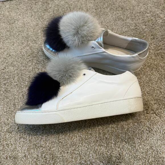Here/Now 9.5  fox fur Pom Pom platform sneakers 2527 - Picture 8 of 8